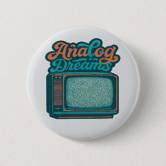 Macaron Rond 5 Cm 📺Vintage TV Retro Art – "Analog Dreams" Graphic