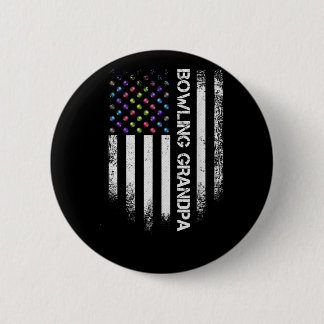 Macaron Rond 5 Cm Vintage USA American Flag Bowler Grandpa Bowler