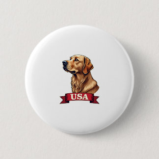 Macaron Rond 5 Cm Vintage USA Golden Retriever Engraving Shirt