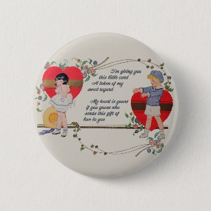 Macaron Rond 5 Cm Vintage Valentine Enfants Joli Art Déco Coloré