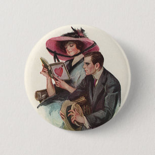 Macaron Rond 5 Cm Vintage Victorien Saint Valentin Amour et Romance