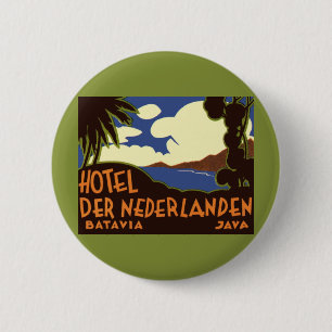 Macaron Rond 5 Cm Vintage voyage Jakarta Indonésie Hotel Nederlanden