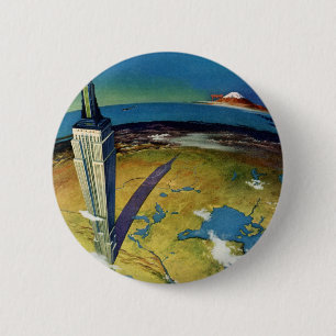 Macaron Rond 5 Cm Vintage voyage New York City Empire State Building