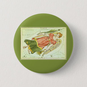 Macaron Rond 5 Cm Vintage Zodiac Astrology Virgo Constellation