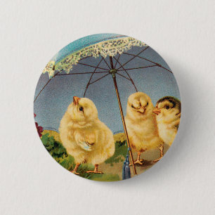 Macaron Rond 5 Cm Vintages petits de Pâques sous un parasol