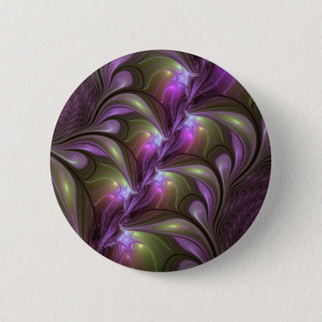 Macaron Rond 5 Cm Violet Abstrait violet violet kaki fractal (Devant)