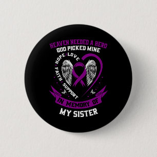 Macaron Rond 5 Cm Violet en mémoire de soeur Pancréatique Cancer Awa