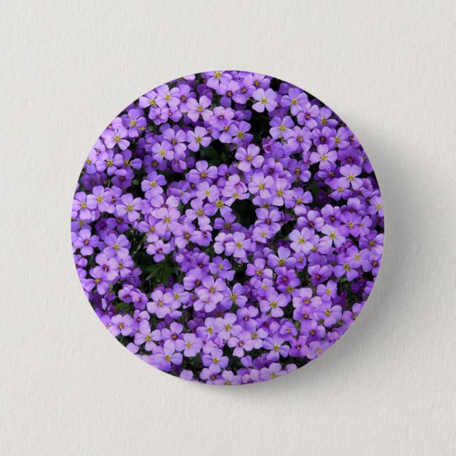Macaron Rond 5 Cm Violet Fleurs Bouton Violets (Devant)