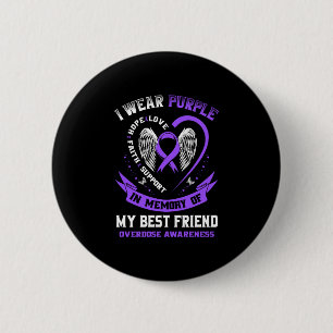 Macaron Rond 5 Cm Violet homme en mémoire d'un ami surdosage de drog