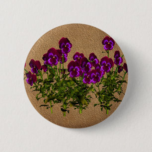 Macaron Rond 5 Cm Violettes pourpres sur floral de papier âgé