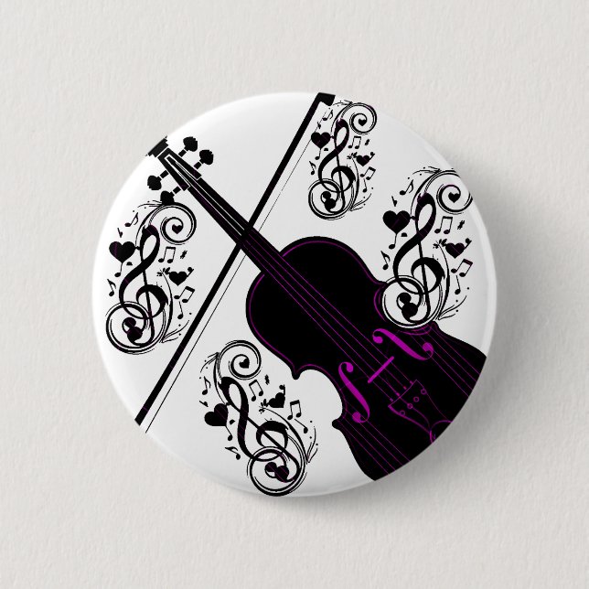 Macaron Rond 5 Cm Violon, amour cinglé_ (Devant)