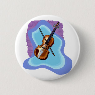 Macaron Rond 5 Cm Violon avec l'image bleue de graphique d'arrière 