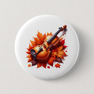 Macaron Rond 5 Cm Violon dans le lit de feuilles