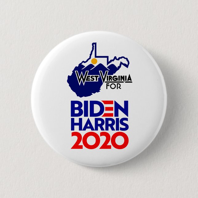 Macaron Rond 5 Cm Virginie-Occidentale pour Biden Harris 2020 (Devant)
