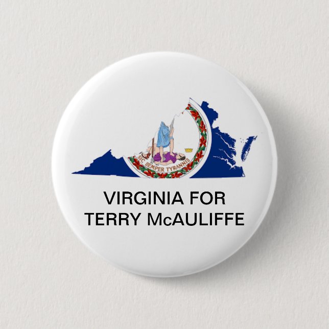Macaron Rond 5 Cm Virginie pour TERRY McAULIFFE GOVERNOR Button (Devant)