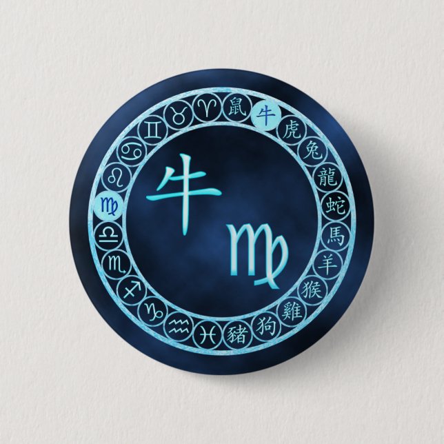 Macaron Rond 5 Cm Virgo/Ox (Devant)