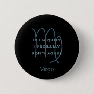 Macaron Rond 5 Cm Virgo Zodiac Sign Fun Citation Texte Bleu Annivers