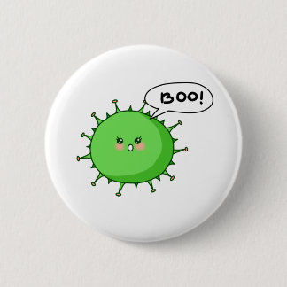 Macaron Rond 5 Cm Virus Corona doux et effrayant Boo