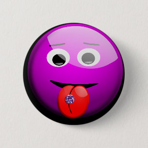 Macaron Rond 5 Cm Visage avec bouton de langue percé