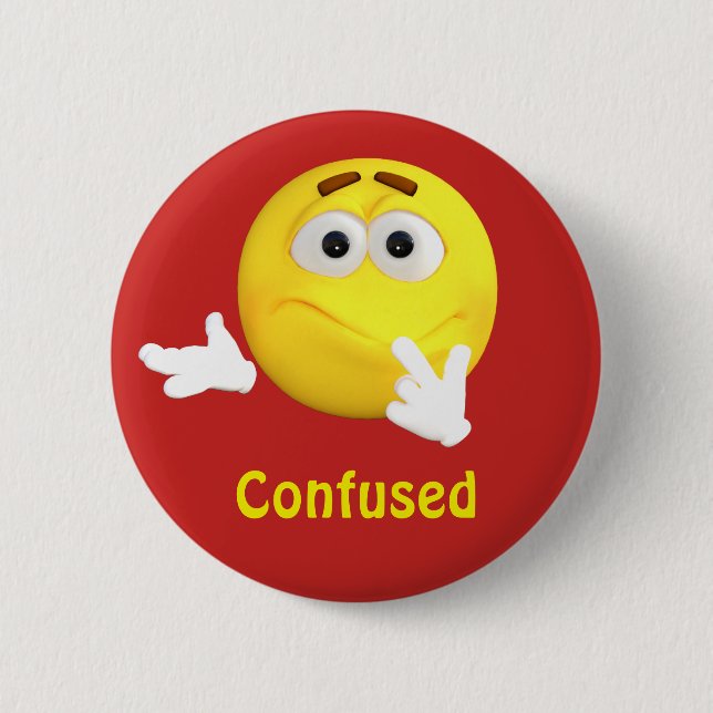 Macaron Rond 5 Cm Visage confus de bande dessinée d'émoticône (Devant)