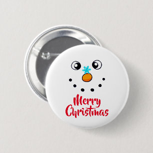 Macaron Rond 5 Cm Visage de Bonhomme de Neige Festif Joyeux Noël