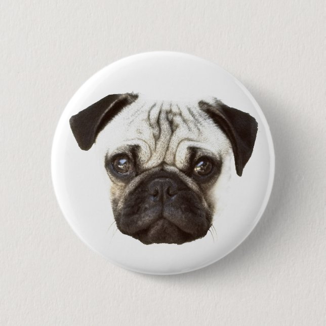 Macaron Rond 5 Cm Visage de carlin (Devant)