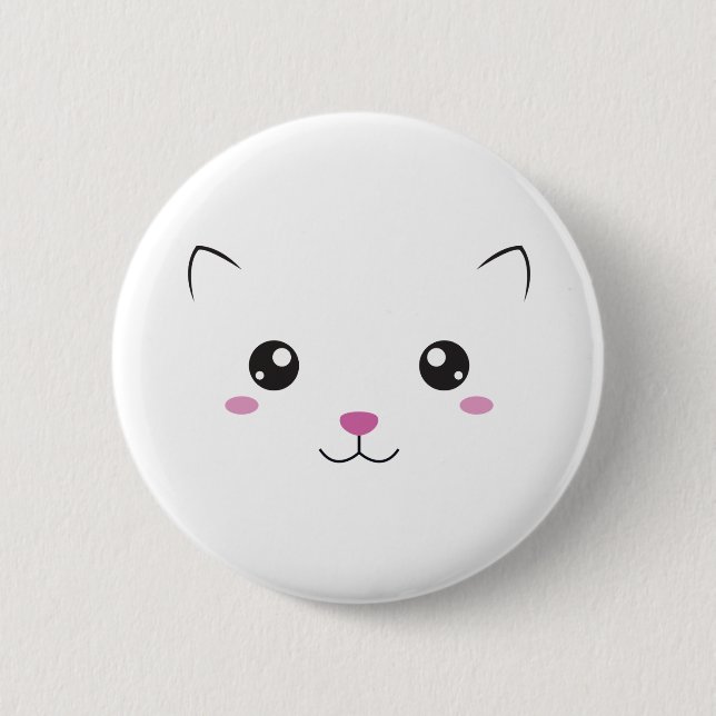 Macaron Rond 5 Cm Visage de chat de Kawaii (Devant)