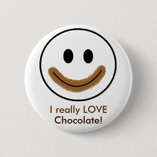 Macaron Rond 5 Cm Visage de chocolat "j'AIME vraiment le chocolat !