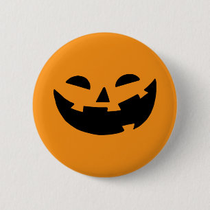 Macaron Rond 5 Cm Visage de citrouille heureux