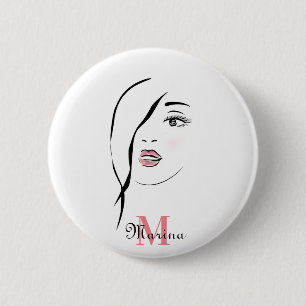 Macaron Rond 5 Cm visage de fille,glamour , visage, moderne personna