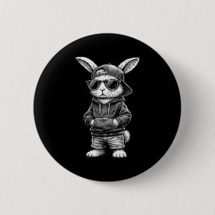 Macaron Rond 5 Cm Visage de lapin avec lunettes de soleil drôle de j