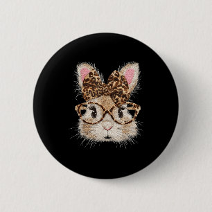 Macaron Rond 5 Cm Visage de lapin drôle Gles Bandana Léopard Lapin H