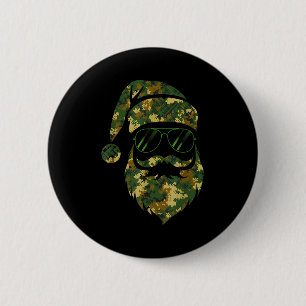 Macaron Rond 5 Cm Visage de Père Noël Vintage Camouflage Noël Xmas C