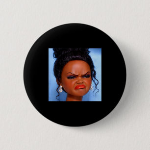 Macaron Rond 5 Cm Visage de poupée noire dégoûté et en colère mème V