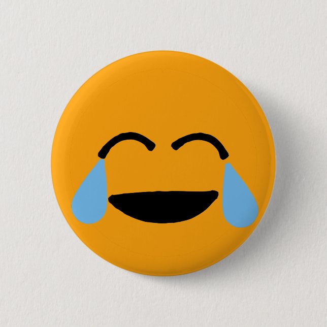 Macaron Rond 5 Cm Visage de rire drôle Orange Emoticon Emojii (Devant)