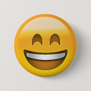 Macaron Rond 5 Cm Visage de sourire avec la bouche ouverte et yeux