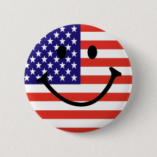 Macaron Rond 5 Cm Visage de sourire patriotique