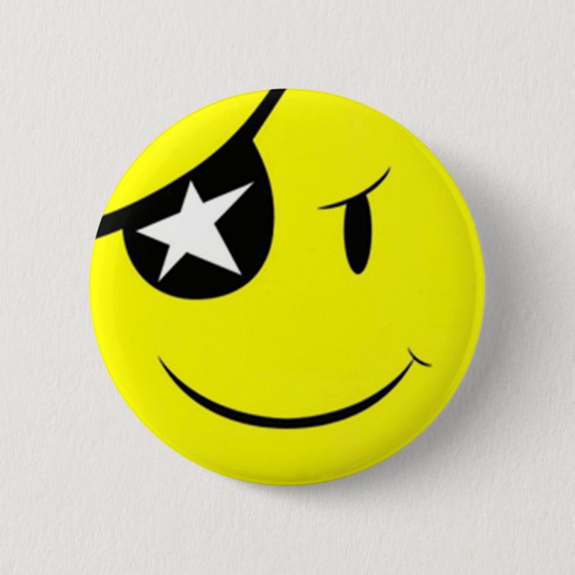Macaron Rond 5 Cm Visage de sourire pirate (Devant)