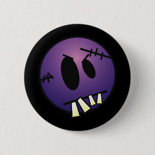 MACARON ROND 5 CM VISAGE DE ZOMBIECON - POURPRE