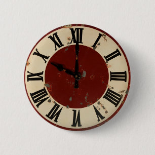 Macaron Rond 5 Cm Visage d'horloge affligé par cru