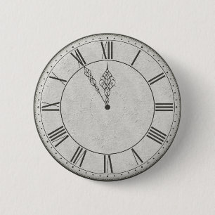 Macaron Rond 5 Cm Visage d'horloge de chiffre romain B&W