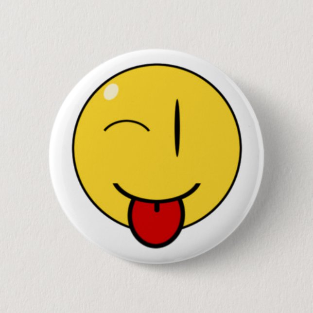Macaron Rond 5 Cm Visage drôle, bouton (Devant)