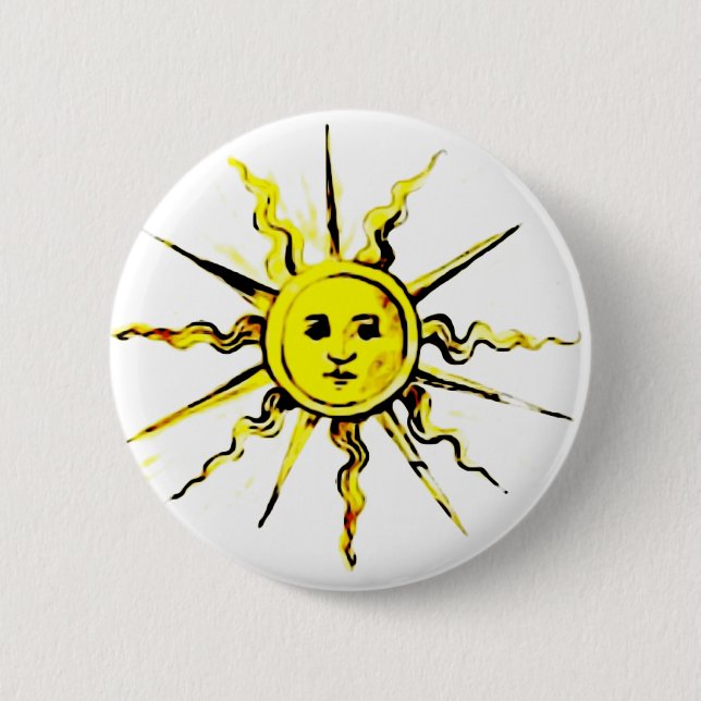 Macaron Rond 5 Cm visage du soleil - livre perdu de nostradamus (Devant)