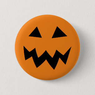Macaron Rond 5 Cm Visage effrayant de citrouille de Halloween