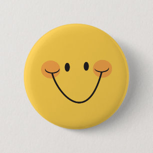 Macaron Rond 5 Cm Visage heureux, bouton jaune de pinback ou insigne