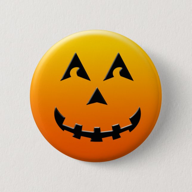 Macaron Rond 5 Cm Visage heureux de citrouille de Halloween (Devant)