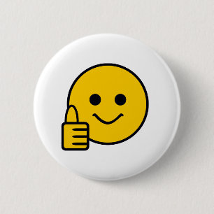 Macaron Rond 5 Cm Visage jaune heureux pouce levé