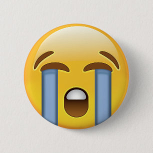 Macaron Rond 5 Cm Visage pleurant fort Emoji