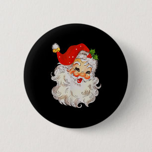 Macaron Rond 5 Cm Visage rétro joyeux de Père Noël vintage St. Nicol