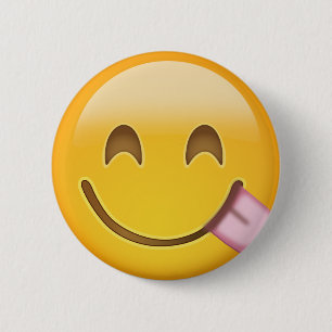 Macaron Rond 5 Cm Visage Savouring la nourriture délicieuse Emoji